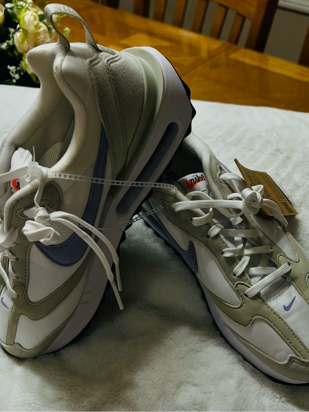 Women’s Athletic Sneakers in White and Light Blue by Nike